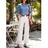 image:imageSidefeel Womens Wide Leg Embroidered Jeans Stretchy Denim Pants  High Waisted Jeans With PocketsAnkle LengthStretch FabricLoose FitCasual Daily WearFallWhite