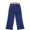 image:imageSidefeel Womens Wide Leg Embroidered Jeans Stretchy Denim Pants  High Waisted Jeans With PocketsAnkle LengthStretch FabricLoose FitCasual Daily WearFallBluing