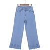 image:imageSidefeel Womens Wide Leg Embroidered Jeans Stretchy Denim Pants  High Waisted Jeans With PocketsAnkle LengthStretch FabricLoose FitCasual Daily WearFallIceland Blue