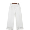 image:imageSidefeel Womens Wide Leg Embroidered Jeans Stretchy Denim Pants  High Waisted Jeans With PocketsAnkle LengthStretch FabricLoose FitCasual Daily WearFallWhite