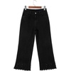image:imageSidefeel Womens Wide Leg Embroidered Jeans Stretchy Denim Pants  High Waisted Jeans With PocketsAnkle LengthStretch FabricLoose FitCasual Daily WearFallBlack