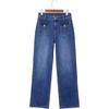 image:imageSidefeel Womens Wide Leg High Waisted Jeans  Front Flap Pockets Breathable Stretchy Denim PantsFull LengthRelaxed Loose FitCasual Daily WearBluing