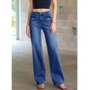 image:imageSidefeel Womens Wide Leg High Waisted Jeans  Front Flap Pockets Breathable Stretchy Denim PantsFull LengthRelaxed Loose FitCasual Daily WearBluing