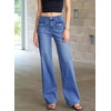 image:imageSidefeel Womens Wide Leg High Waisted Jeans  Front Flap Pockets Breathable Stretchy Denim PantsFull LengthRelaxed Loose FitCasual Daily WearDark Blue