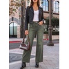 image:imageSidefeel Womens Wide Leg High Waisted Jeans  Front Flap Pockets Breathable Stretchy Denim PantsFull LengthRelaxed Loose FitCasual Daily WearGreen