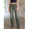 image:imageSidefeel Womens Wide Leg High Waisted Jeans  Front Flap Pockets Breathable Stretchy Denim PantsFull LengthRelaxed Loose FitCasual Daily WearGreen