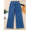image:imageSidefeel Womens Wide Leg Jeans High Waisted Stretch Denim Pants  Pinched Seams Loose Fit Doublebreasted Button Soft Comfy Full length Baggy Jeans Boyfriend Fit Dressy Casual WearBlue