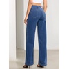 image:imageSidefeel Womens Wide Leg Jeans High Waisted Stretchy Straight Leg Tummy Control Trendy Baggy Seamed Panel Denim PantsBlue
