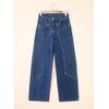 image:imageSidefeel Womens Wide Leg Jeans High Waisted Stretchy Straight Leg Tummy Control Trendy Baggy Seamed Panel Denim PantsBlue