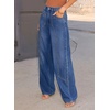 image:imageSidefeel Womens Wide Leg Jeans High Waisted Stretchy Straight Leg Tummy Control Trendy Baggy Seamed Panel Denim PantsBlue