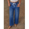 image:imageSidefeel Womens Wide Leg Jeans High Waisted Stretchy Waisted Pullon Drawstring Jeans Trendy Seamed Front Denim PantsBluing