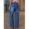 image:imageSidefeel Womens Wide Leg Jeans High Waisted Stretchy Waisted Pullon Drawstring Jeans Trendy Seamed Front Denim PantsDark Blue
