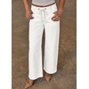 image:imageSidefeel Womens Wide Leg Jeans High Waisted Stretchy Waisted Pullon Drawstring Jeans Trendy Seamed Front Denim PantsWhite