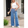 image:imageSidefeel Womens Wide Leg Jeans High Waisted Tummy Control Soft Stretchy Comfort Fit Pull On Denim PantsSolid Iceland Blue