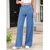 image:imageSidefeel Womens Wide Leg Jeans High Waisted Tummy Control Soft Stretchy Comfort Fit Pull On Denim PantsSolid Iceland Blue