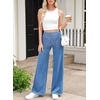 image:imageSidefeel Womens Wide Leg Jeans High Waisted Tummy Control Soft Stretchy Comfort Fit Pull On Denim PantsSolid Iceland Blue