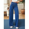 image:imageSidefeel Womens Wide Leg Jeans High Waisted Tummy Control Soft Stretchy Comfort Fit Pull On Denim PantsSolid Light Blue