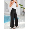image:imageSidefeel Womens Wide Leg Jeans Patchwork Denim Pants with Pockets  High Waisted Jeans Soft Stretchy Patchwork Panel Side Frayed Hem 5Pocket Full LengthBlack