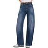 image:imageSidefeel Womens Baggy Jeans High Waisted Stretchy Wide Leg Jeans Color Block Patchwork Barrel Loose Denim PantsBlue