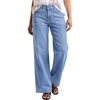 image:imageSidefeel Womens High Waisted Stretchy Straight Leg Jeans  Front Big PocketsDouble Button WaistbandTummy ControlFull LengthHigh RiseIceland Blue