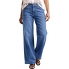 image:imageSidefeel Womens High Waisted Stretchy Straight Leg Jeans  Front Big PocketsDouble Button WaistbandTummy ControlFull LengthHigh RiseLight Blue