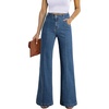 image:imageSidefeel Womens Wide Leg Jeans High Waisted Stretch Denim Pants  Pinched Seams Loose Fit Doublebreasted Button Soft Comfy Full length Baggy Jeans Boyfriend Fit Dressy Casual WearBluing