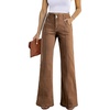 image:imageSidefeel Womens Wide Leg Jeans High Waisted Stretch Denim Pants  Pinched Seams Loose Fit Doublebreasted Button Soft Comfy Full length Baggy Jeans Boyfriend Fit Dressy Casual WearBrown