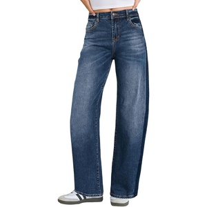 image:imageSidefeel Womens Baggy Jeans High Waisted Stretchy Wide Leg Jeans Color Block Patchwork Barrel Loose Denim PantsBlue