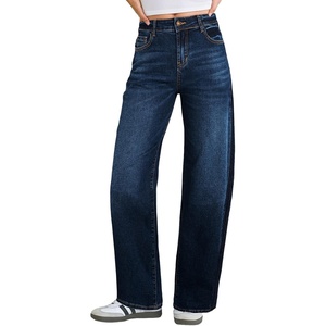 image:imageSidefeel Womens Baggy Jeans High Waisted Stretchy Wide Leg Jeans Color Block Patchwork Barrel Loose Denim PantsBluing