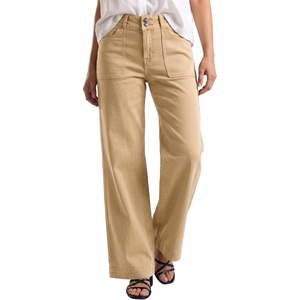 image:imageSidefeel Womens High Waisted Stretchy Straight Leg Jeans  Front Big PocketsDouble Button WaistbandTummy ControlFull LengthHigh RiseKhaki