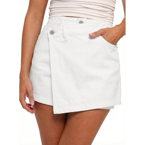 image:imageSidefeel Womens Jean Skirt High Waisted Wrap Denim Skort  AsymmetricalStretchy FabricSummer Jean ShortSkirt with Shorts UnderneathSpringFall OutfitDatingPartyWhite