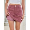 image:imageSidefeel Womens Fall High Waisted Corduroy Mini Skirts  Elastic WaistDouble Button ClosureTummy ControlPocketsSkirts with Builtin ShortsWarm and CozyFall OutfitViolet