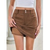 image:imageSidefeel Womens Fall High Waisted Corduroy Mini Skirts  Elastic WaistDouble Button ClosureTummy ControlPocketsSkirts with Builtin ShortsWarm and CozyFall OutfitCoffee