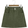 image:imageSidefeel Womens Fall High Waisted Corduroy Mini Skirts  Elastic WaistDouble Button ClosureTummy ControlPocketsSkirts with Builtin ShortsWarm and CozyFall OutfitGreen