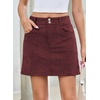 image:imageSidefeel Womens Fall High Waisted Corduroy Mini Skirts  Elastic WaistDouble Button ClosureTummy ControlPocketsSkirts with Builtin ShortsWarm and CozyFall OutfitBurgundy