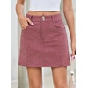image:imageSidefeel Womens Fall High Waisted Corduroy Mini Skirts  Elastic WaistDouble Button ClosureTummy ControlPocketsSkirts with Builtin ShortsWarm and CozyFall OutfitViolet