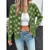 image:imageSidefeel Cardigan Sweaters for Women Printed Cropped SweaterGreen