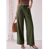 image:imageSidefeel Corduroy Pants Women Wide Leg High Waisted Drawstring Baggy PantsGreen