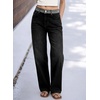 image:imageSidefeel Jeans for Women Trendy High Waisted Patched Waist Straight Leg Button Down Stretchy Denim PantsBlack