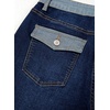 image:imageSidefeel Jeans for Women Trendy High Waisted Patched Waist Straight Leg Button Down Stretchy Denim PantsBluing