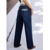 image:imageSidefeel Jeans for Women Trendy High Waisted Patched Waist Straight Leg Button Down Stretchy Denim PantsBluing
