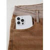 image:imageSidefeel Jeans for Women Trendy High Waisted Patched Waist Straight Leg Button Down Stretchy Denim PantsBrown