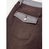 image:imageSidefeel Jeans for Women Trendy High Waisted Patched Waist Straight Leg Button Down Stretchy Denim PantsCoffee