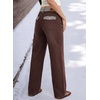 image:imageSidefeel Jeans for Women Trendy High Waisted Patched Waist Straight Leg Button Down Stretchy Denim PantsCoffee