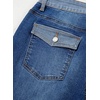 image:imageSidefeel Jeans for Women Trendy High Waisted Patched Waist Straight Leg Button Down Stretchy Denim PantsDark Blue