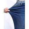 image:imageSidefeel Jeans for Women Trendy High Waisted Patched Waist Straight Leg Button Down Stretchy Denim PantsDark Blue