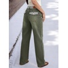 image:imageSidefeel Jeans for Women Trendy High Waisted Patched Waist Straight Leg Button Down Stretchy Denim PantsGreen