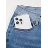 image:imageSidefeel Jeans for Women Trendy High Waisted Patched Waist Straight Leg Button Down Stretchy Denim PantsLight Blue