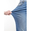 image:imageSidefeel Jeans for Women Trendy High Waisted Patched Waist Straight Leg Button Down Stretchy Denim PantsLight Blue