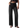 image:imageSidefeel Jeans for Women Trendy High Waisted Rhinestone Straight Leg Button Down Stretchy Denim PantsBlack